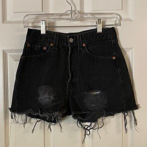 Vintage Levi's Distressed Black Denim Cutoff Shorts